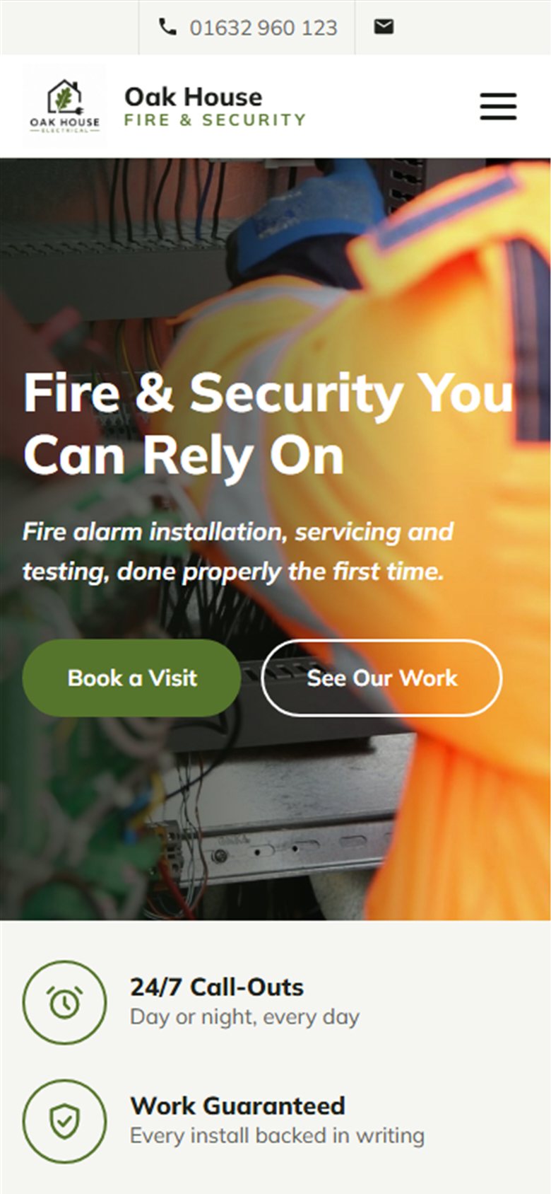 The same demo website on a phone